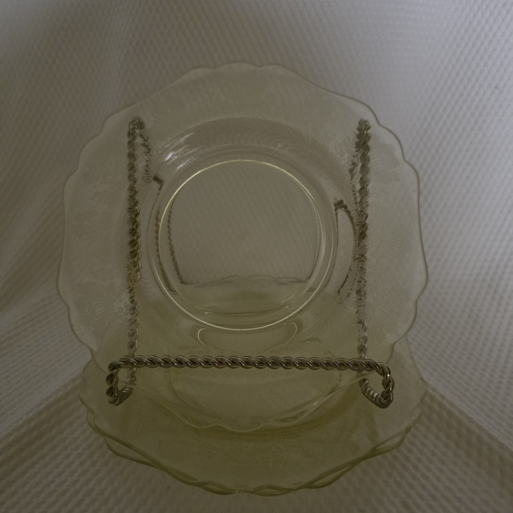 Vintage Yellow Depression Glass Lot of 3 Plates 8.25" Scalloped Edges Patrician